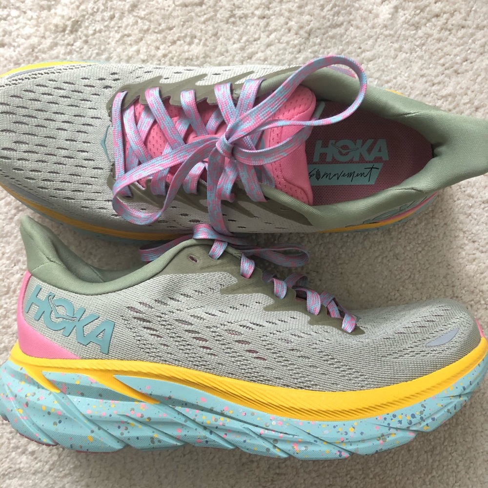 NWT Hoka x Free People Clifton 8 in Seaweed/Green Tea